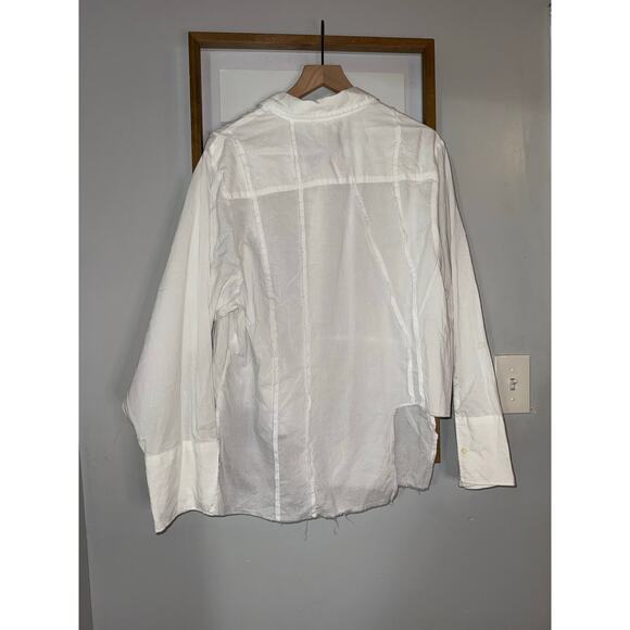 rare/self All-Gender Pieced Cotton Button Down Shirt white asymmetrical hem Med - Picture 8 of 9